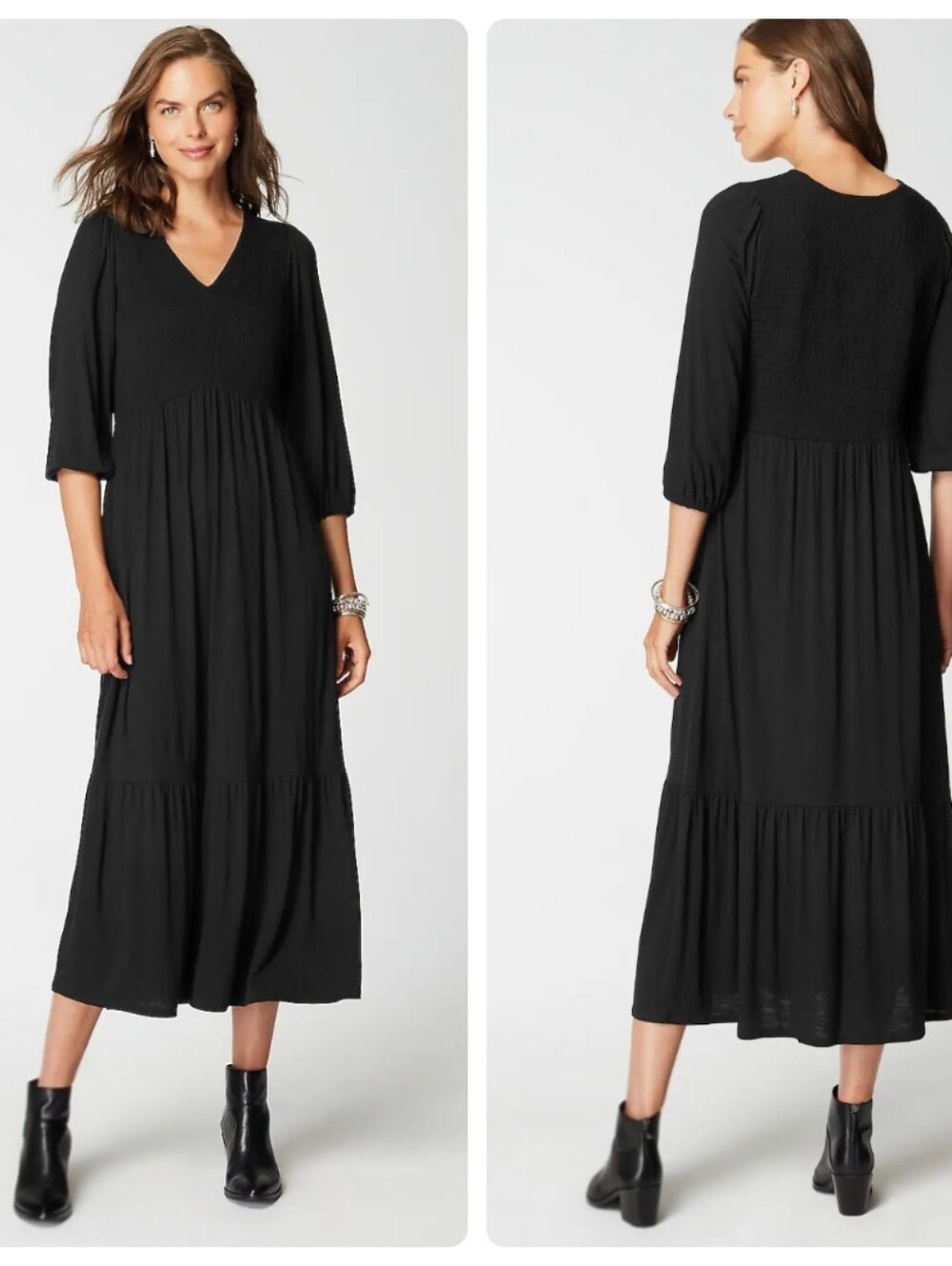 J Jill Tiered Flounced-Hem Midi Dress Size XL